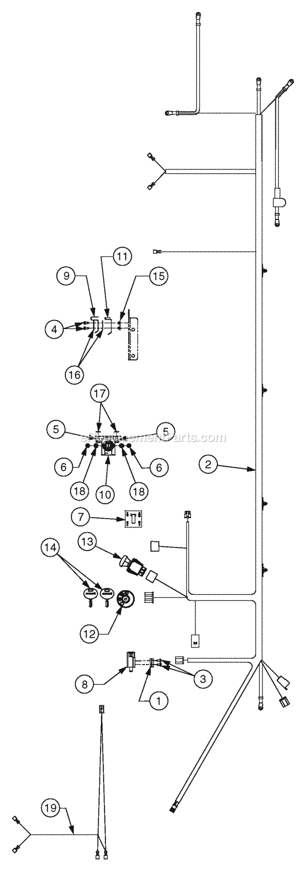 Electrical System Diagram and Parts List for GT1222 14AB13CH710 Cub Cadet Lawn Tractor
